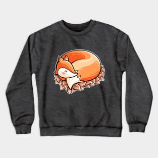 Kawaii Cute Fox Curled in Leaves Crewneck Sweatshirt